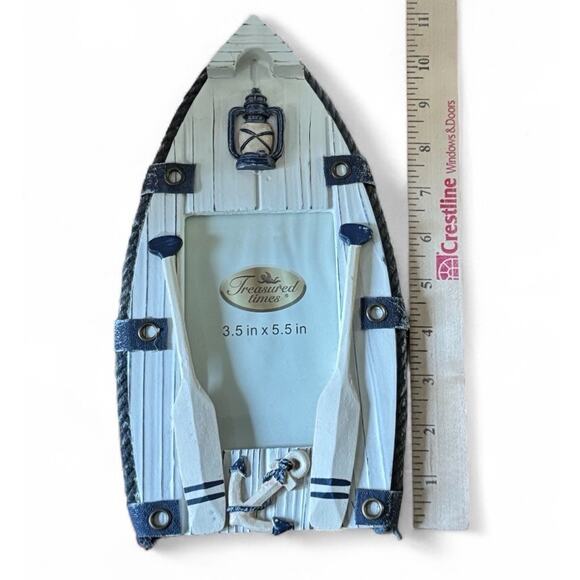 Nautical Boat Shaped Picture Photo Frame Coastal Decor Anchors Oars Distressed - Picture 5 of 5